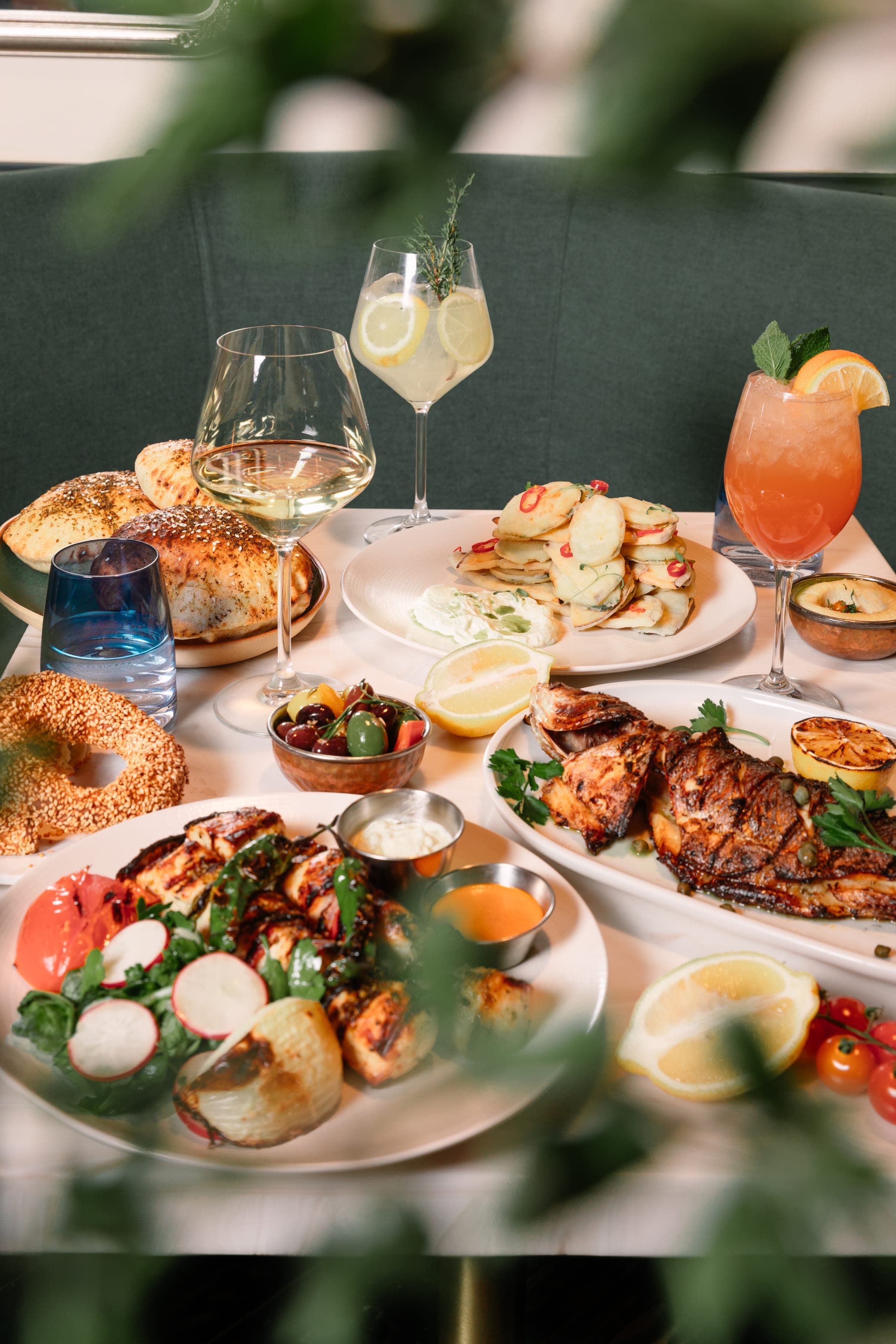 Dinner table with cocktails